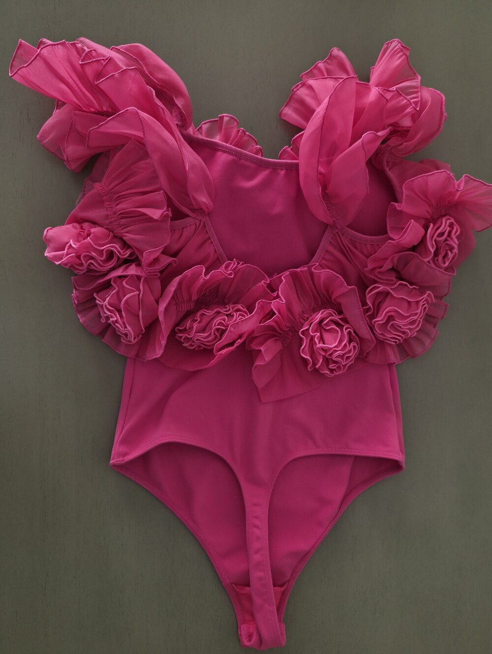 Free People Until Next Time Bodysuit, Hot Pink, 3D Floral, Sleeveless, XS - Picture 7 of 13
